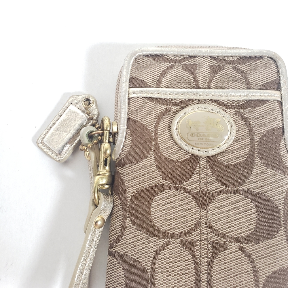 Coach Signature Monogram Wristlet Coin Purse Wallet
